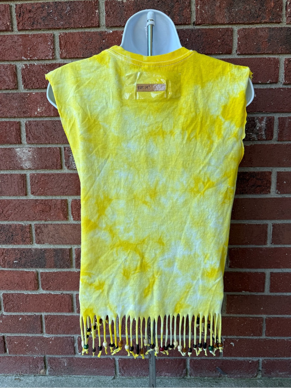 Handmade - Anvil Yellow Tie-Dye Fringe Tank with beads and Skull Motif - Picture 5 of 5